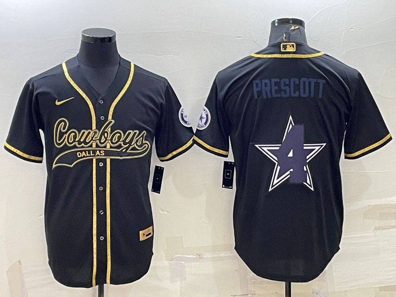 Men Dallas Cowboys #4 Prescott Black Gold 2022 Nike Co branded NFL Jersey->detroit lions->NFL Jersey